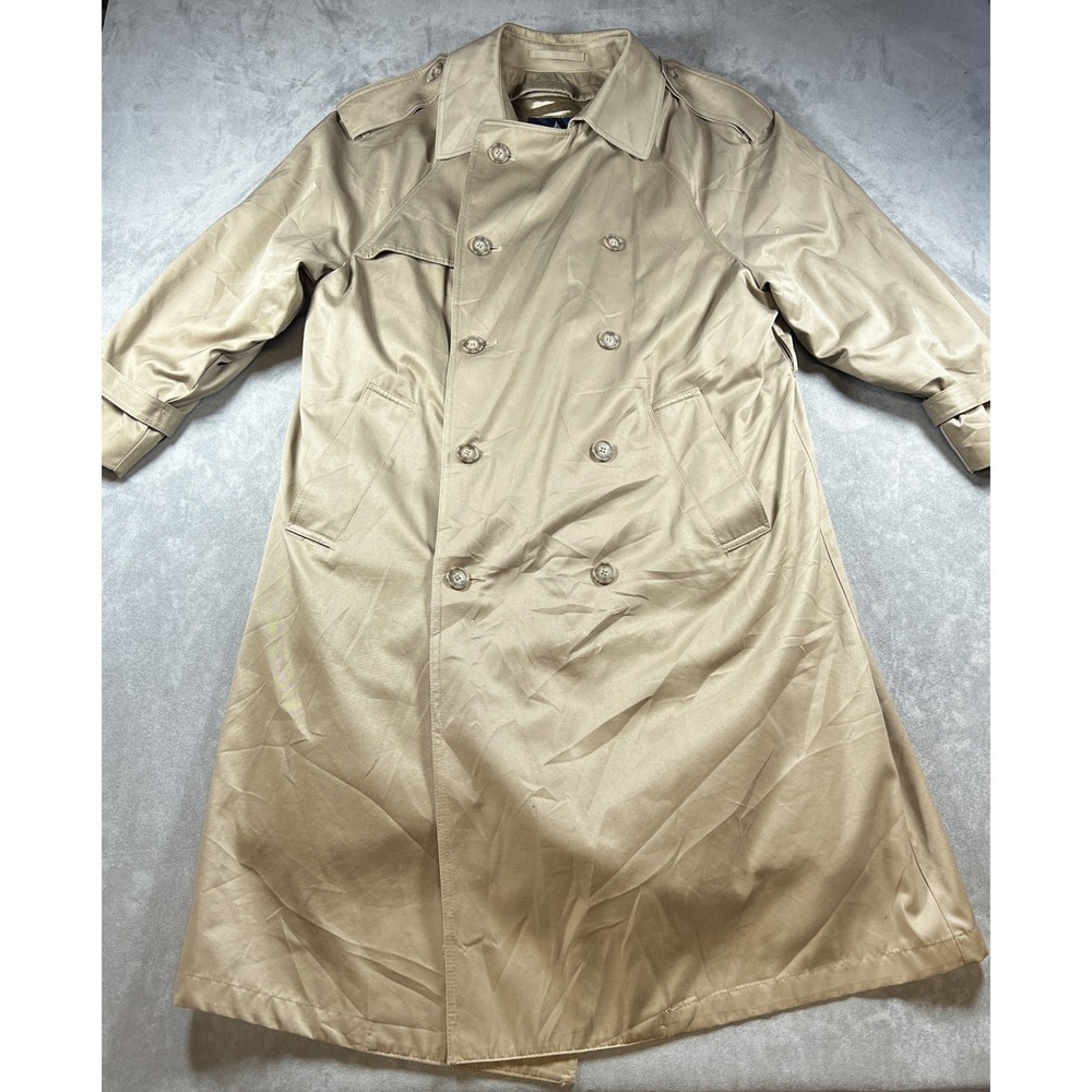 London Fog Mens Tan Double Breasted Trench Coat 40 Short